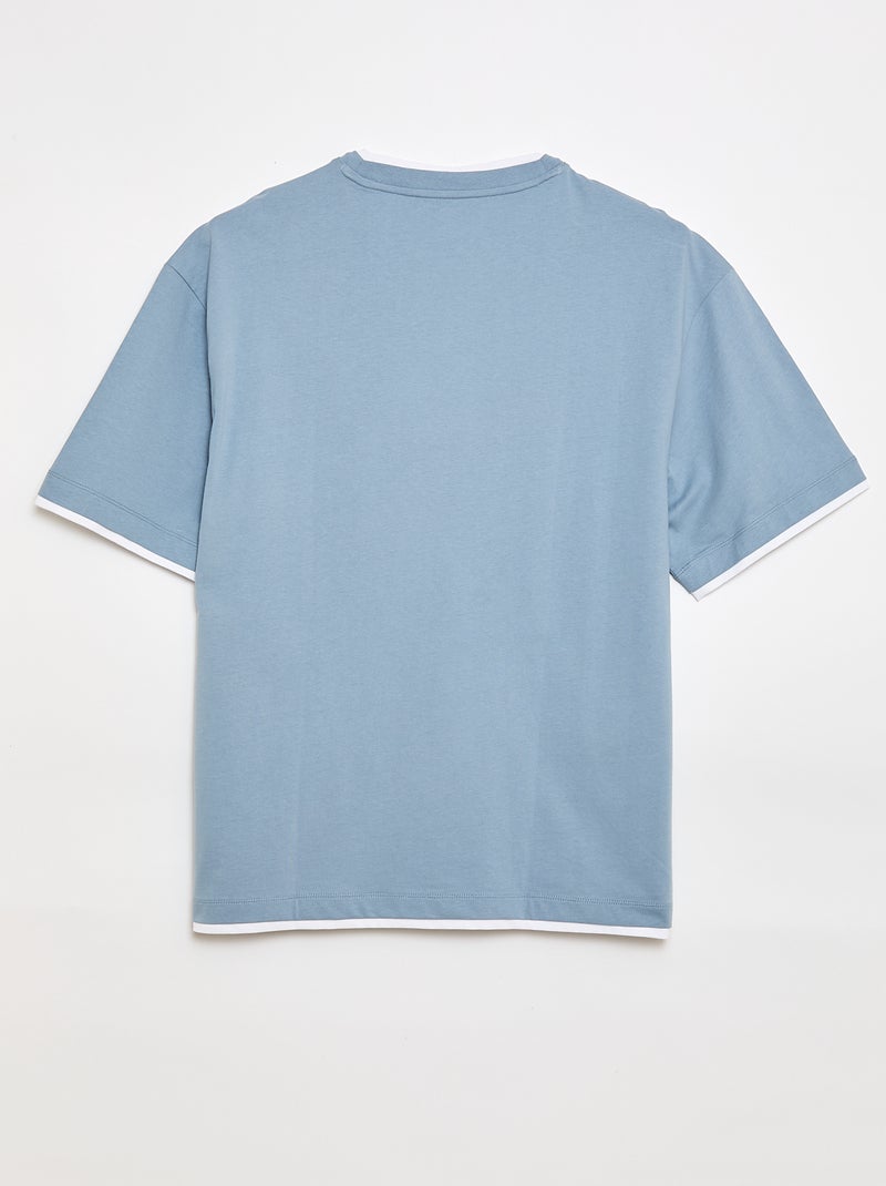 T-shirt oversize efeito 2-em-1 +1m90 Azul - Kiabi