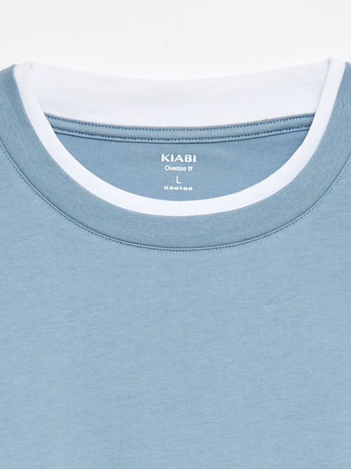 T-shirt oversize efeito 2-em-1 +1m90 - Kiabi