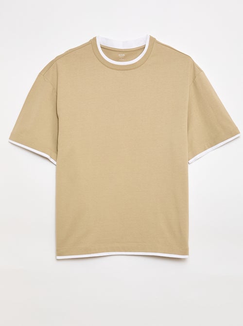T-shirt oversize efeito 2-em-1 +1m90 - Kiabi