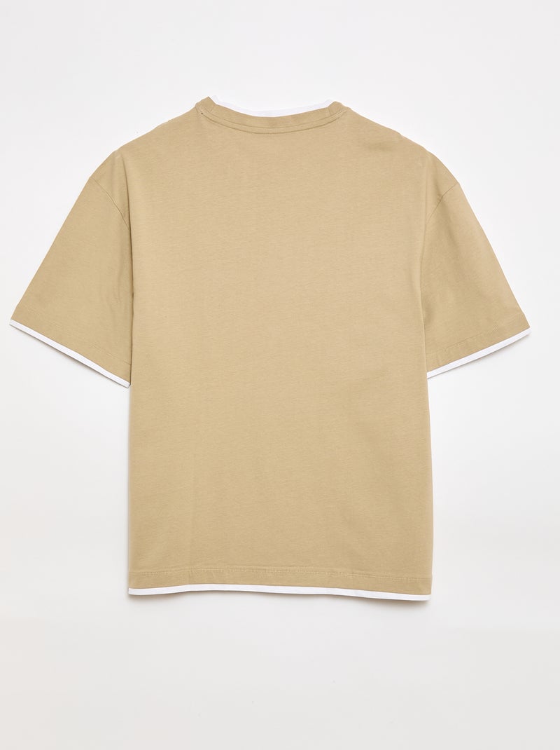 T-shirt oversize efeito 2-em-1 +1m90 Bege - Kiabi