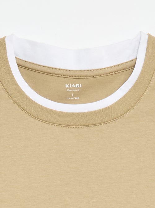 T-shirt oversize efeito 2-em-1 +1m90 - Kiabi