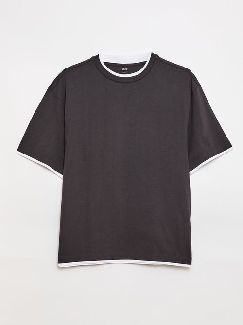 T-shirt oversize efeito 2-em-1 +1m90 - Kiabi