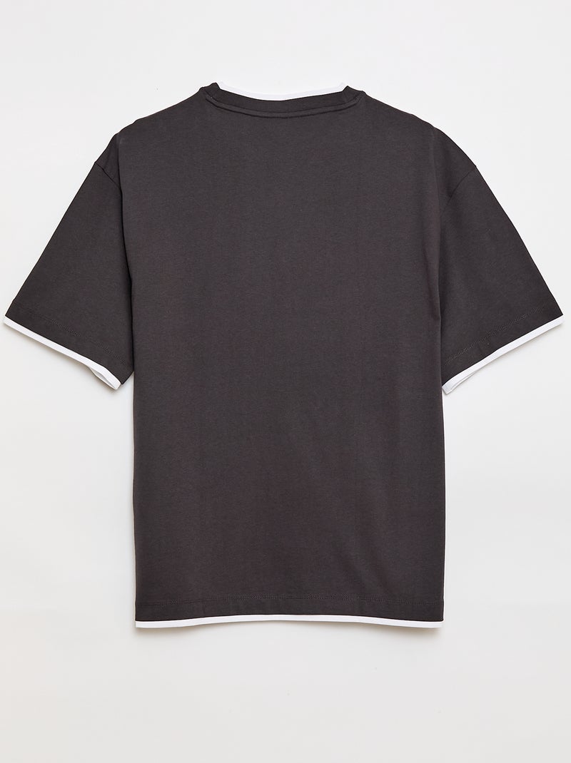 T-shirt oversize efeito 2-em-1 +1m90 Cinzento escuro - Kiabi