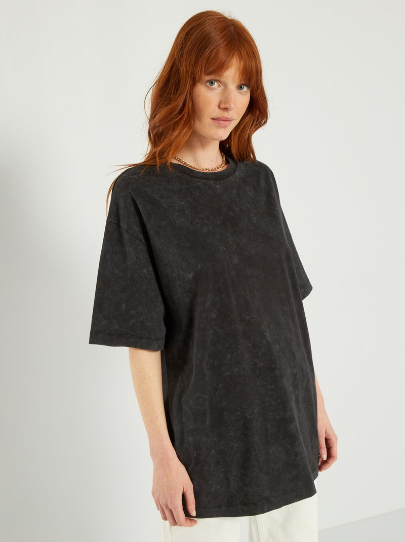 T-shirt oversize em algodão Preto - Kiabi