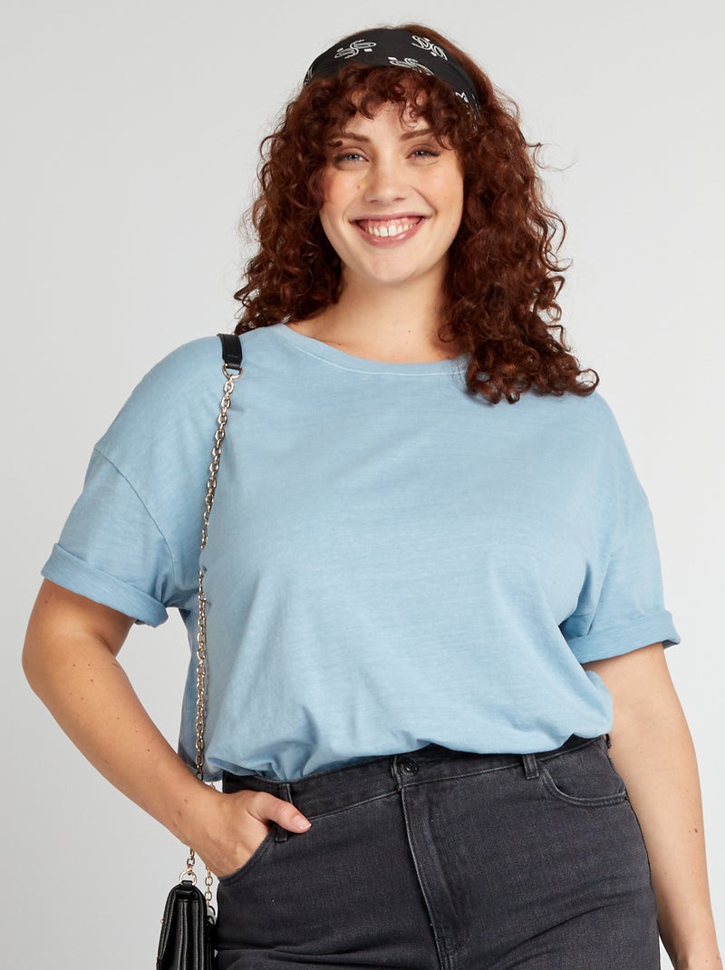 T-shirt oversize em jersey matizado AZUL - Kiabi