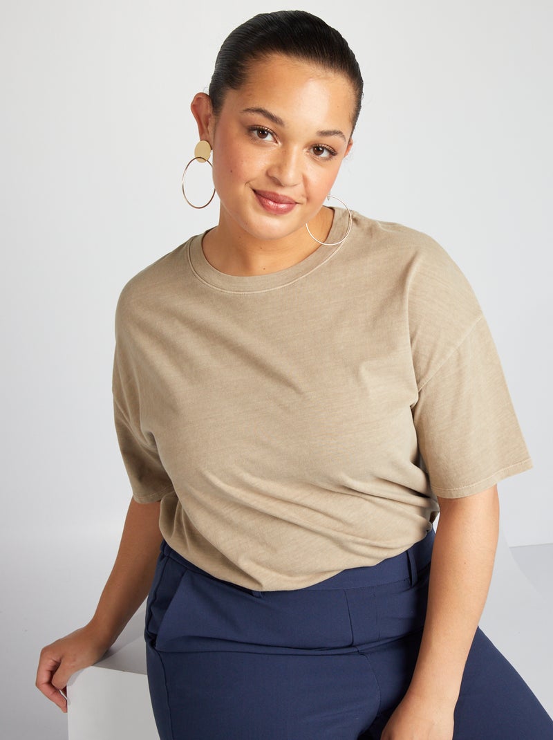 T-shirt oversize em jersey matizado BEGE - Kiabi