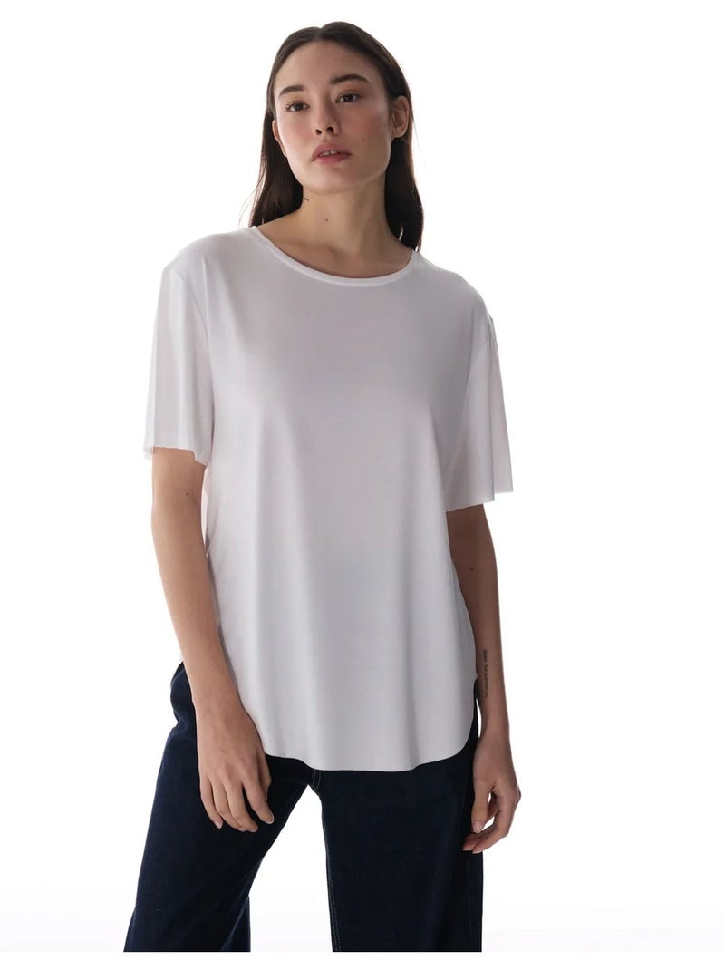 T-shirt oversize em modal com gola redonda penti Branco - Kiabi