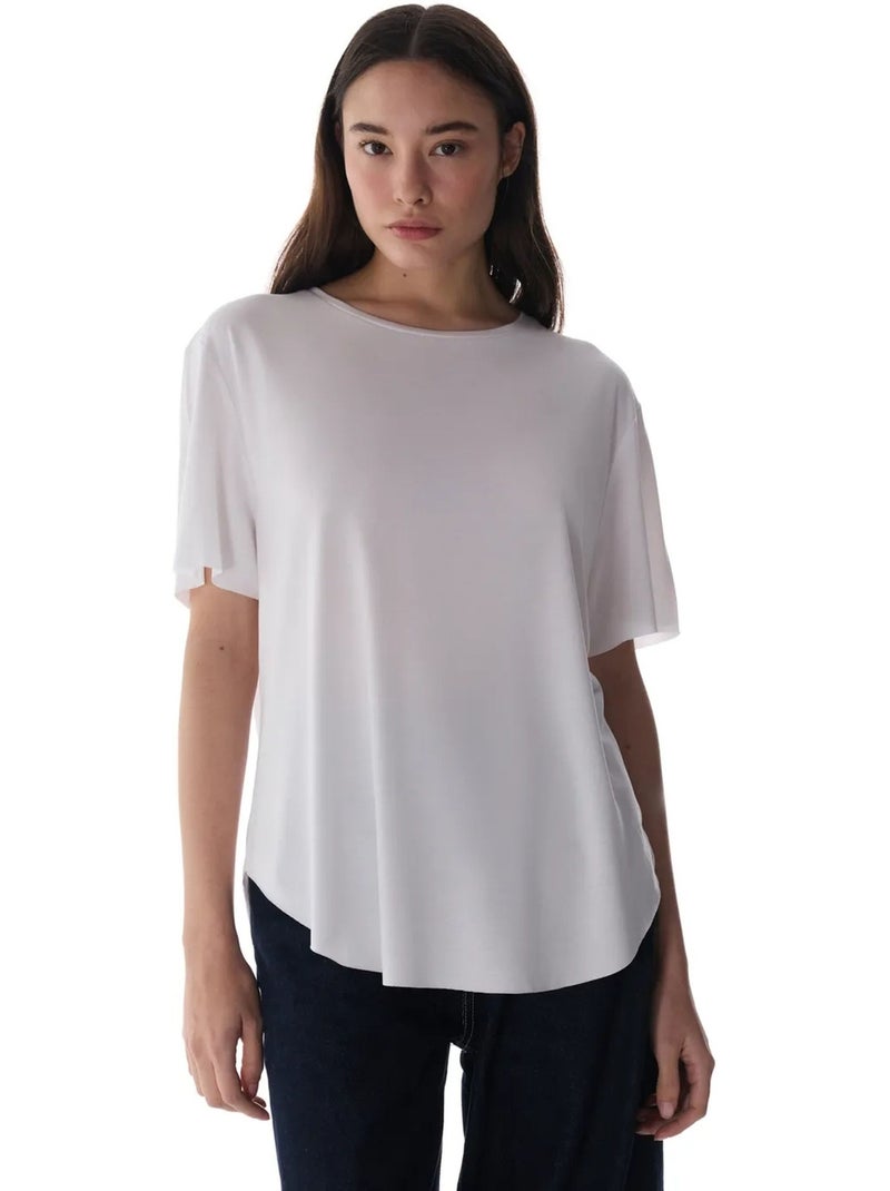 T-shirt oversize em modal com gola redonda penti Branco - Kiabi