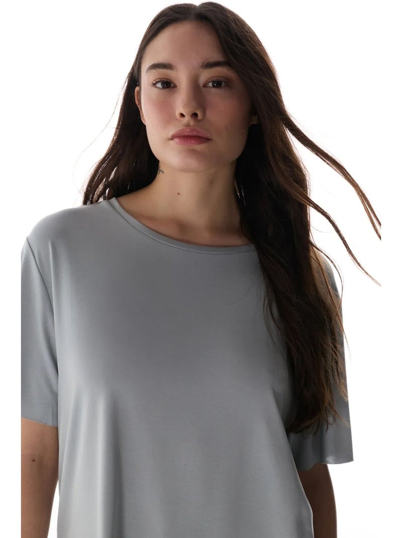T-shirt oversize em modal com gola redonda penti Cinza claro - Kiabi