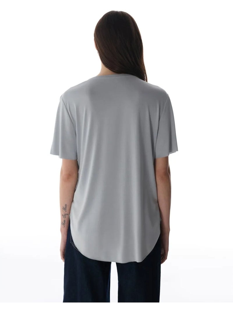 T-shirt oversize em modal com gola redonda penti Cinza claro - Kiabi
