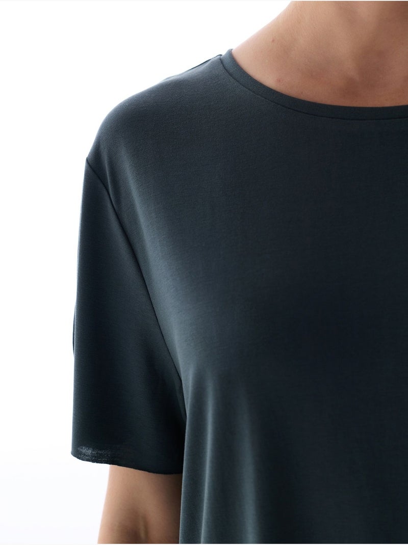 T-shirt oversize em modal com gola redonda penti Cinza-preto - Kiabi