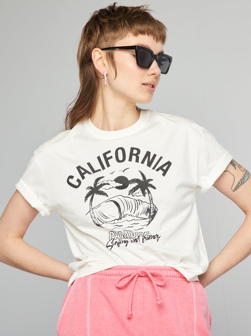 T-shirt oversize estampada BRANCO - Kiabi