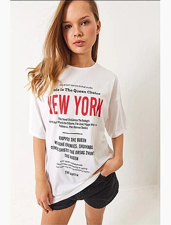T-shirt oversize estampada new york lucci
