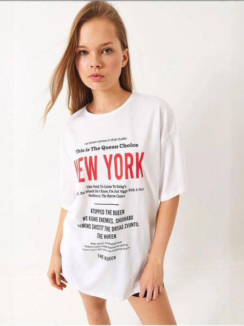 T-shirt oversize estampada new york lucci - Kiabi T-shirt oversize estampada new york lucci - Kiabi