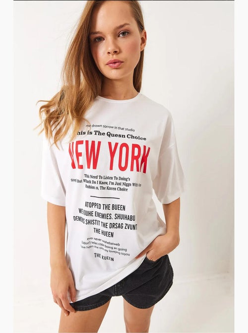 T-shirt oversize estampada new york lucci - Kiabi T-shirt oversize estampada new york lucci - Kiabi
