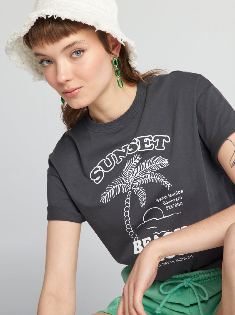 T-shirt oversize estampada PRETO - Kiabi