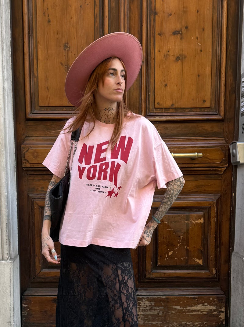T-shirt oversize estampada Rosa - Kiabi