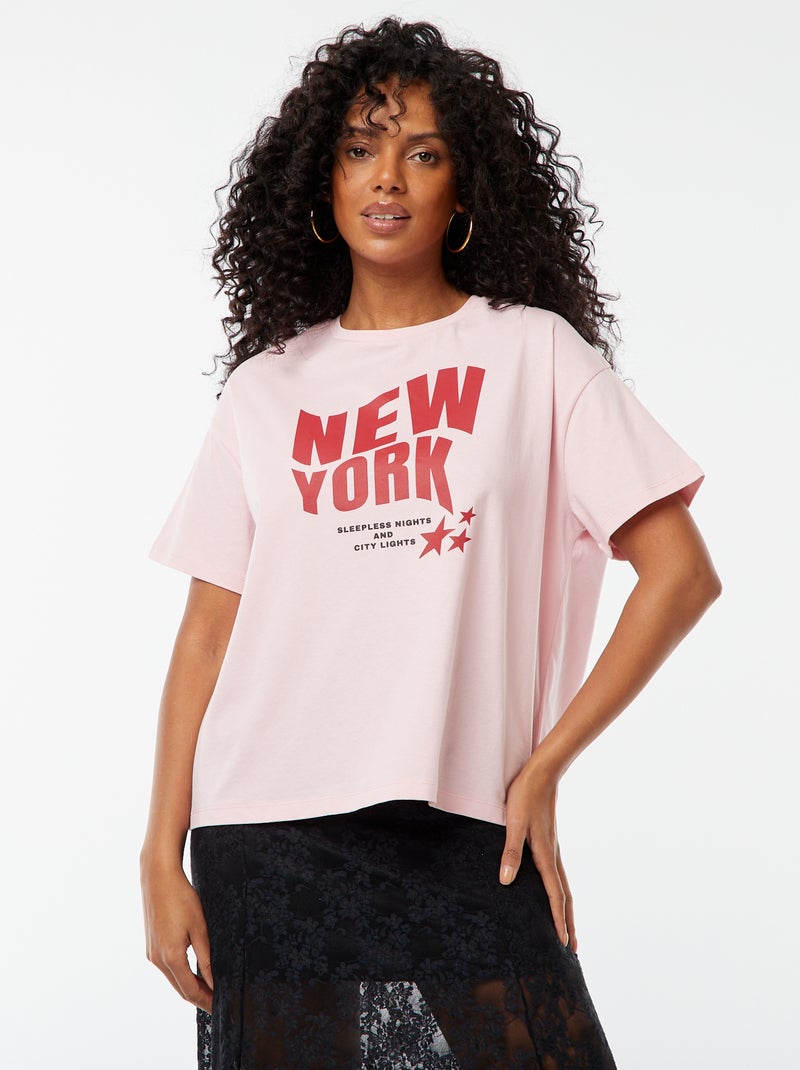 T-shirt oversize estampada Rosa - Kiabi