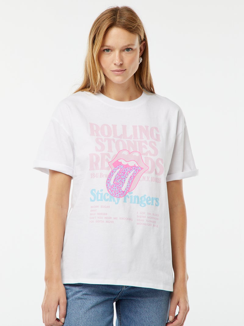 T-shirt oversize estampada 'The Rolling Stones' Branco - Kiabi