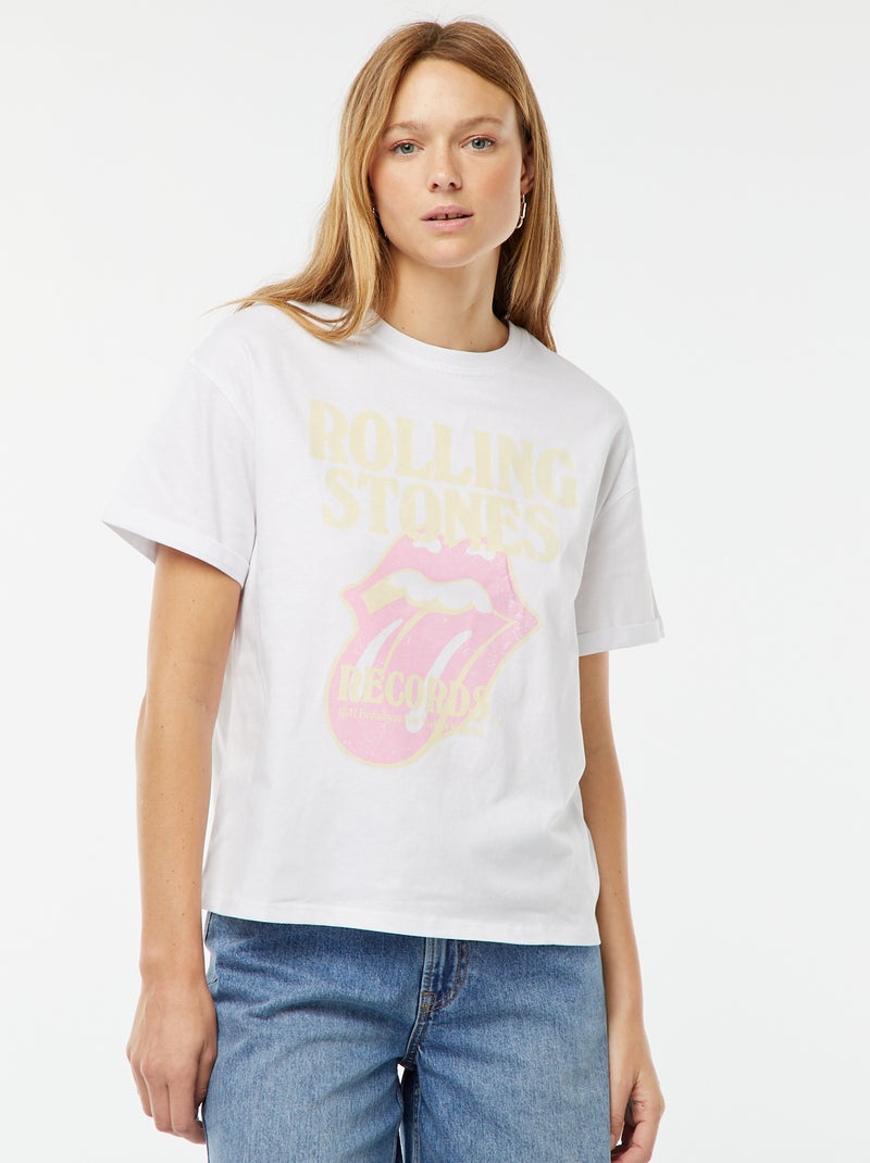 T-shirt oversize estampada 'The Rolling Stones' Branco - Kiabi