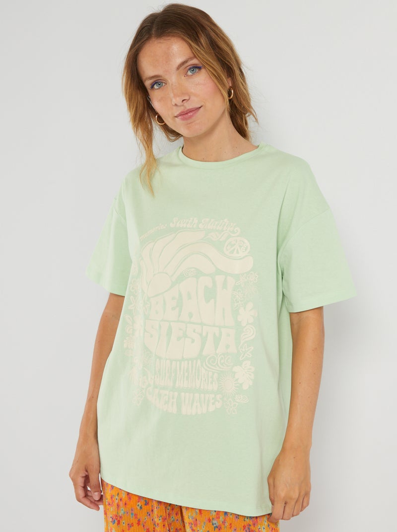 T-shirt oversize estampada VERDE - Kiabi