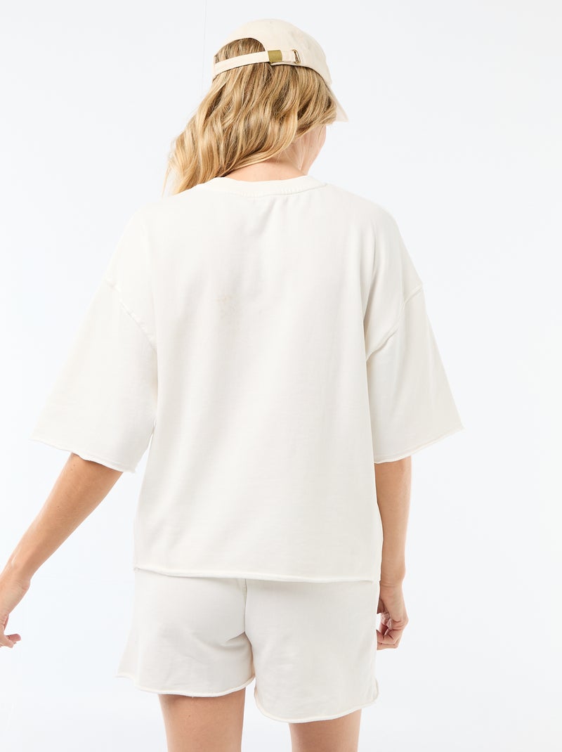 T-shirt oversize estampado de manga curta Branco - Kiabi