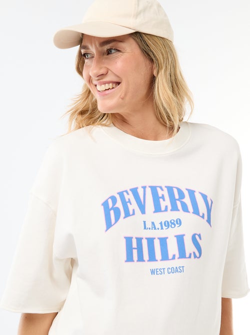 T-shirt oversize estampado de manga curta - Kiabi