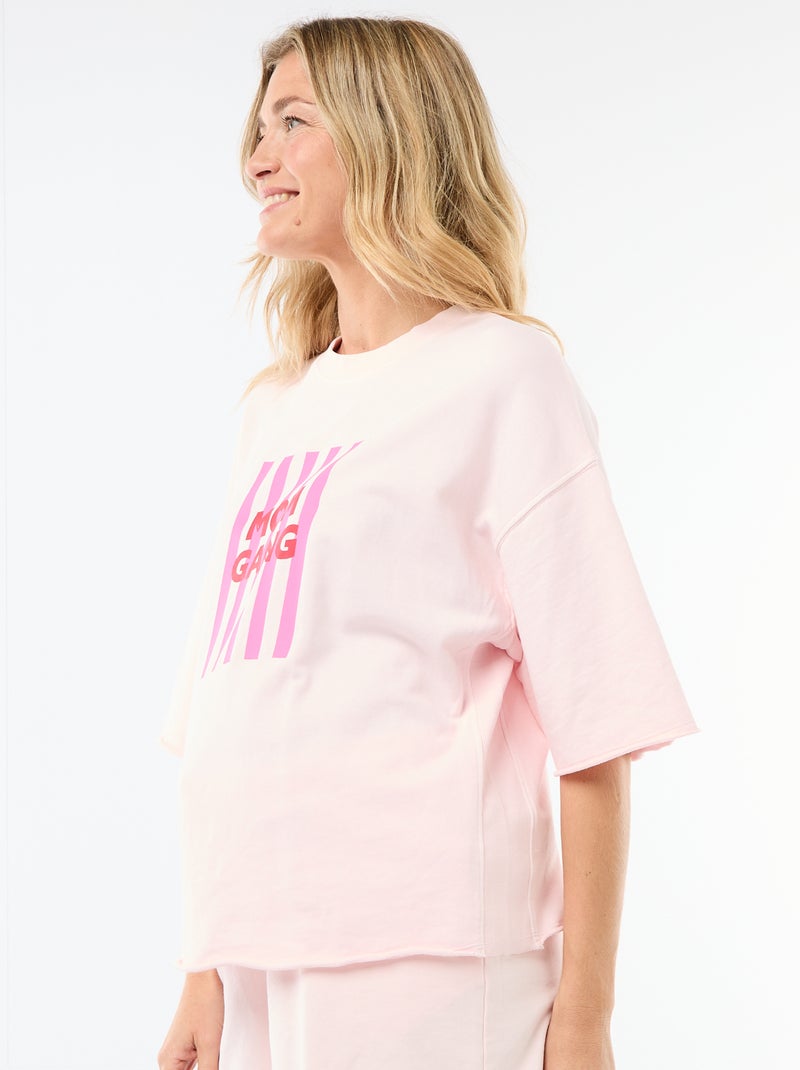 T-shirt oversize estampado de manga curta Rosa - Kiabi