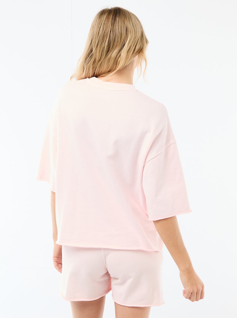 T-shirt oversize estampado de manga curta Rosa - Kiabi