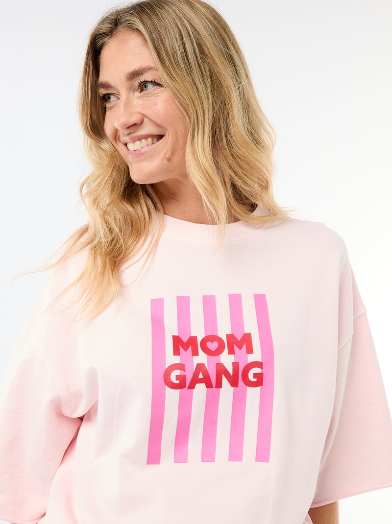 T-shirt oversize estampado de manga curta Rosa - Kiabi