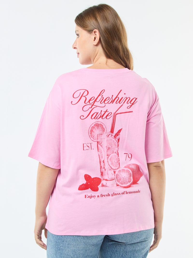 T-shirt oversize estampado Rosa - Kiabi