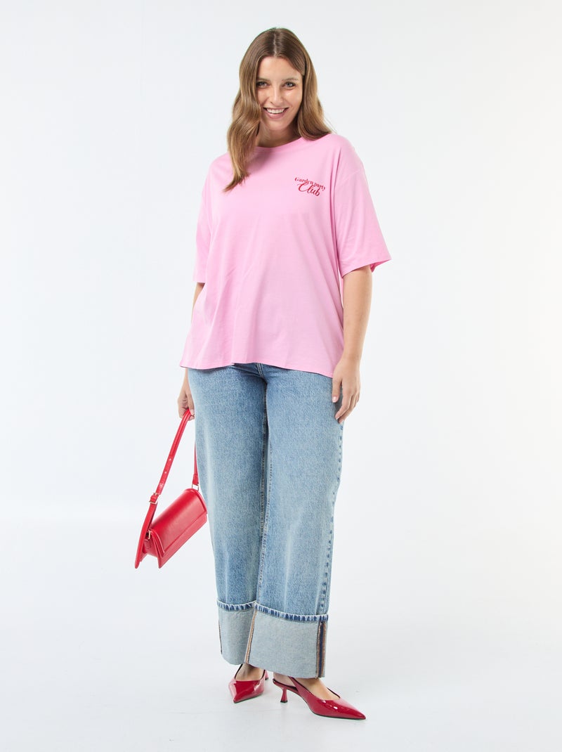 T-shirt oversize estampado Rosa - Kiabi