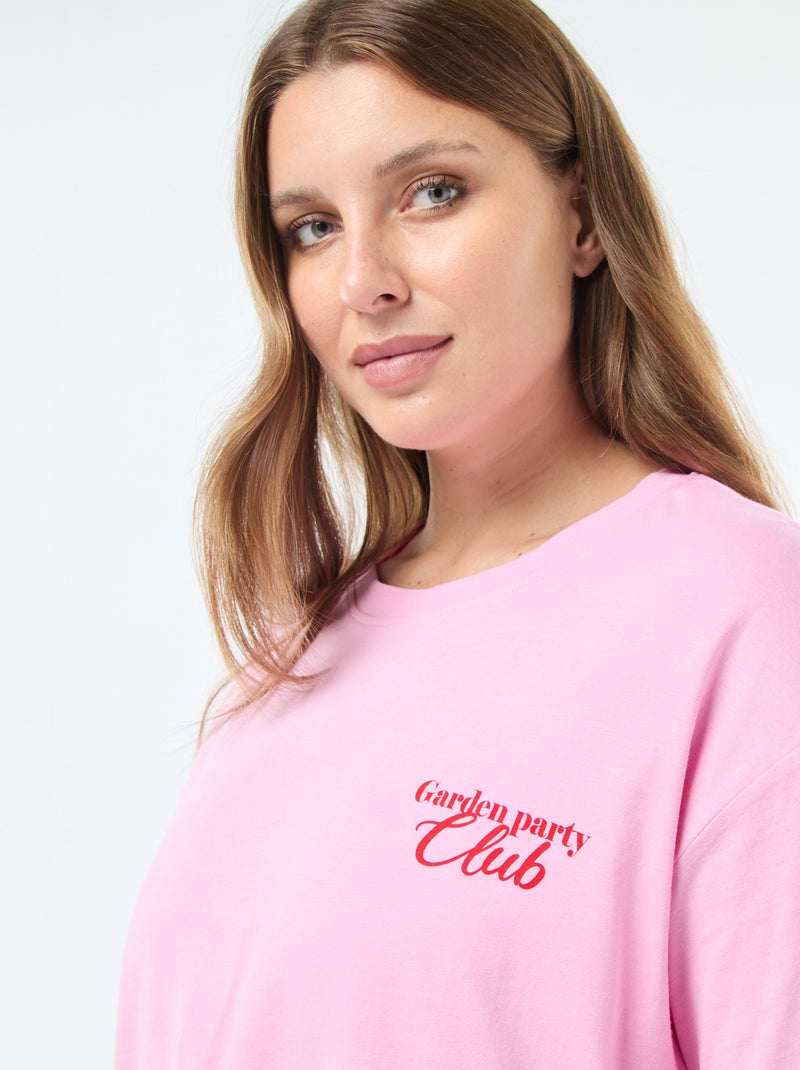 T-shirt oversize estampado Rosa - Kiabi