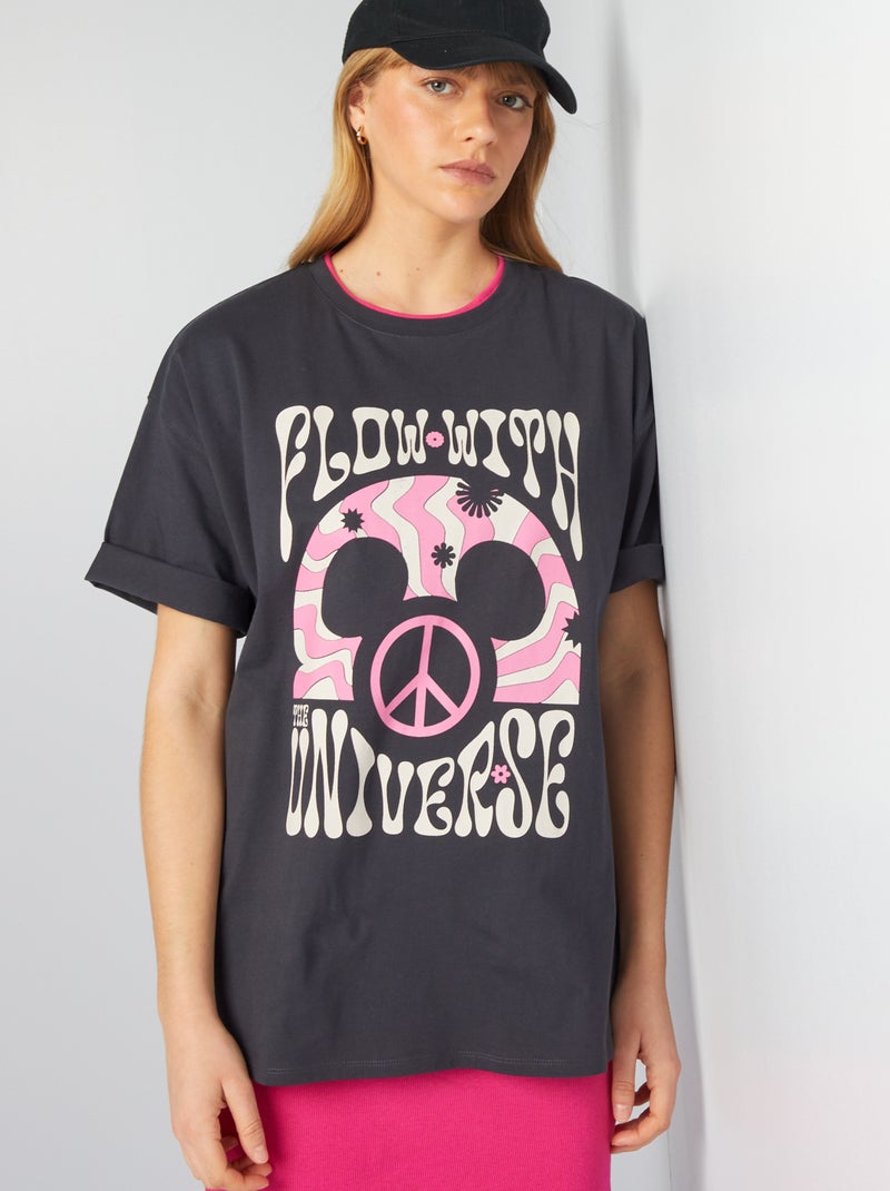 T-shirt oversize estilo hippie 'Mickey' da 'Disney' PRETO - Kiabi