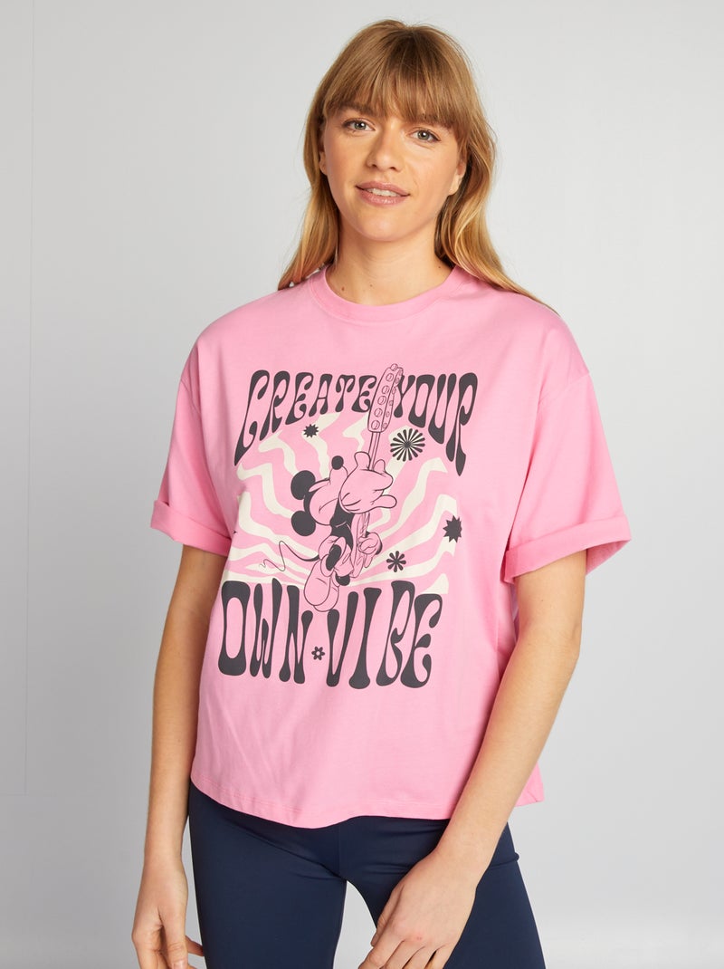 T-shirt oversize estilo hippie 'Mickey' da 'Disney' ROSA - Kiabi