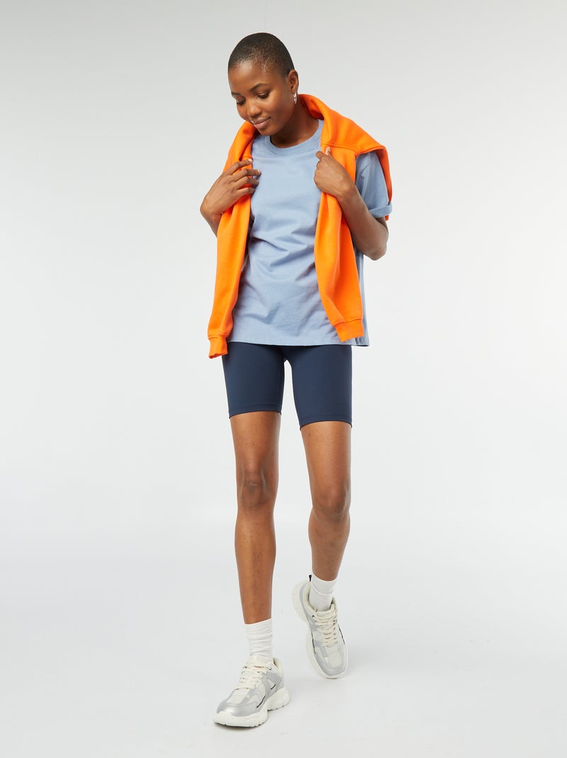 T-shirt oversize lisa de manga curta AZUL - Kiabi