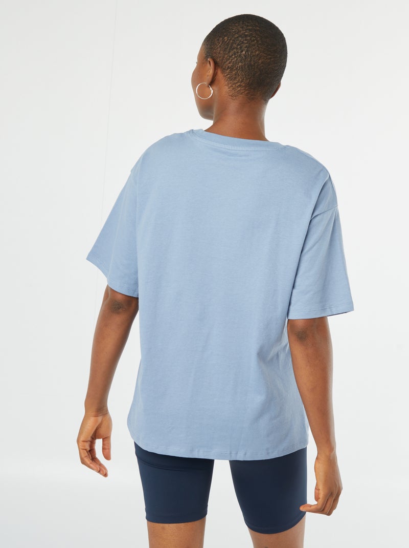 T-shirt oversize lisa de manga curta AZUL - Kiabi