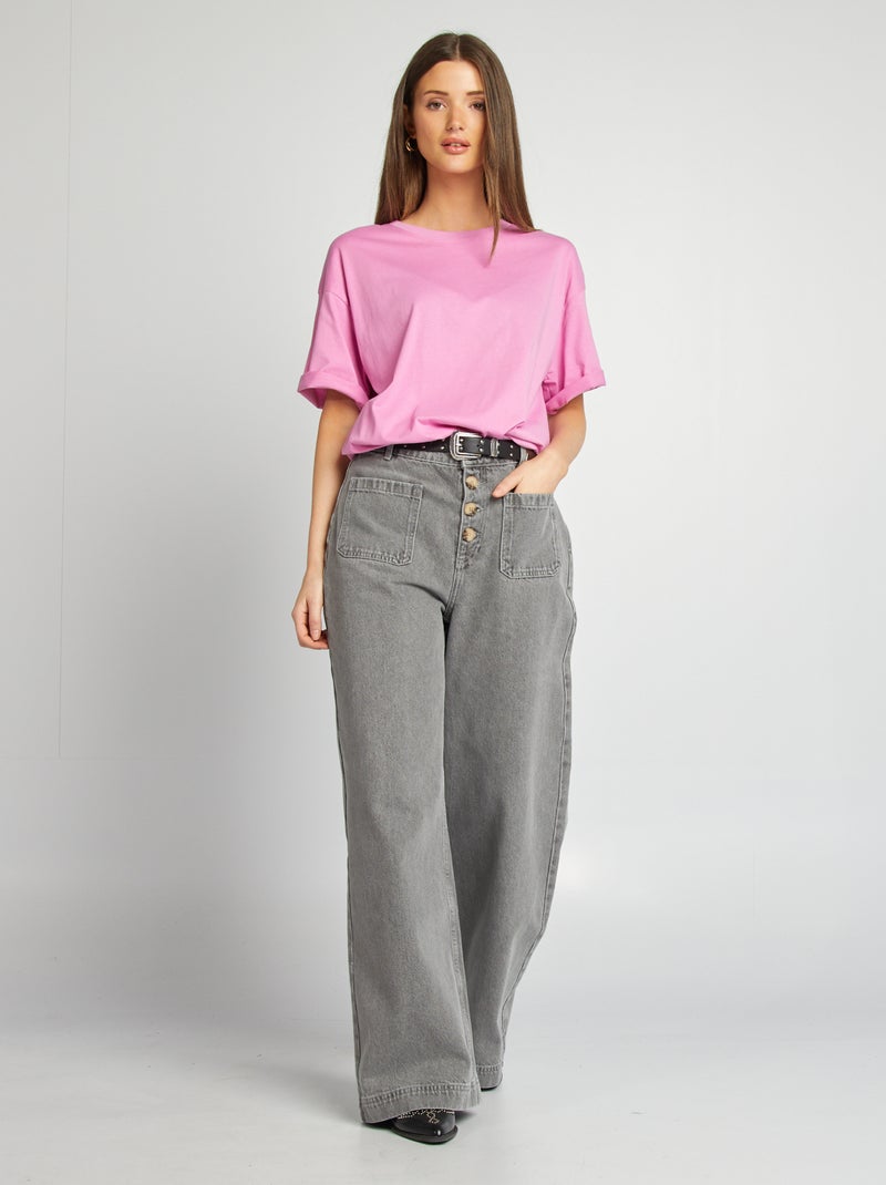 T-shirt oversize lisa de manga curta ROSA - Kiabi