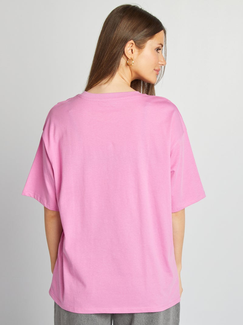 T-shirt oversize lisa de manga curta ROSA - Kiabi