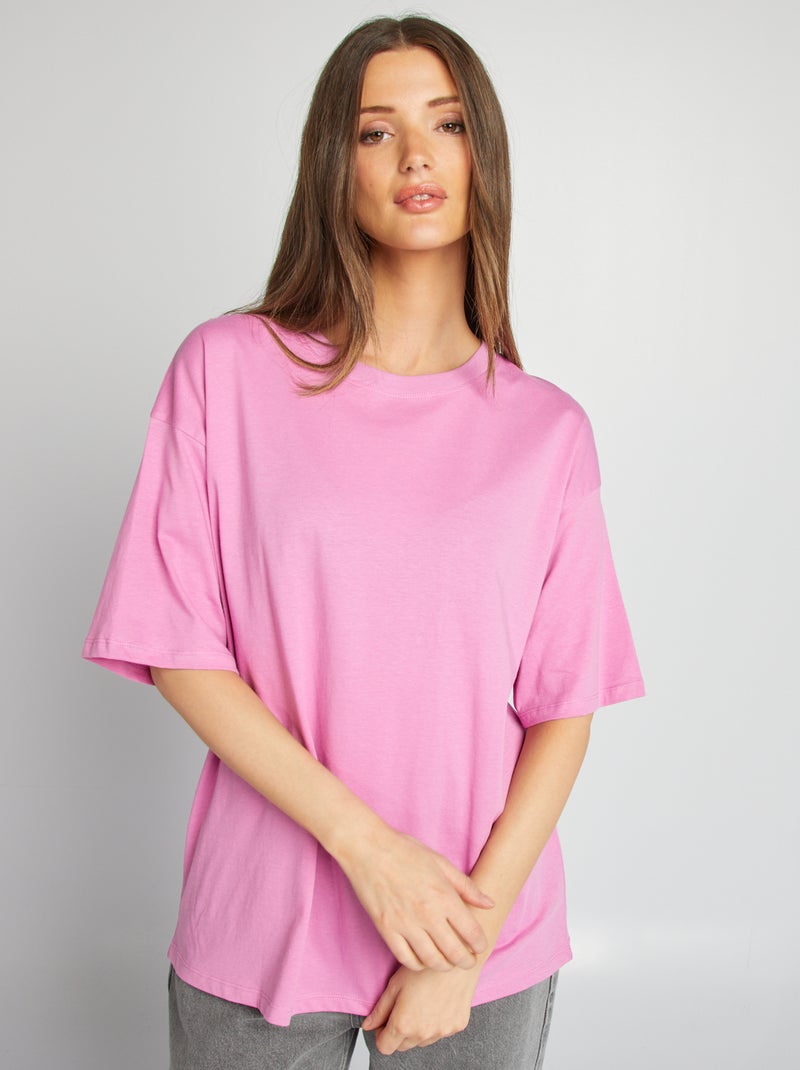 T-shirt oversize lisa de manga curta ROSA - Kiabi