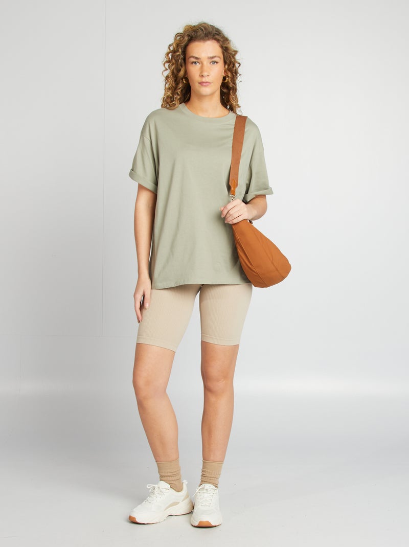 T-shirt oversize lisa de manga curta VERDE - Kiabi