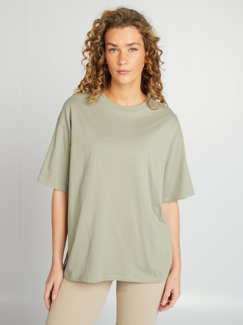 T-shirt oversize lisa de manga curta VERDE - Kiabi