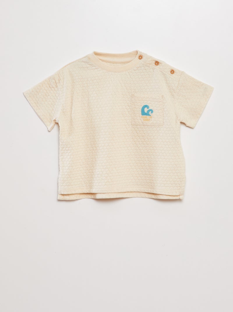 T-shirt oversize material fantasia BRANCO - Kiabi