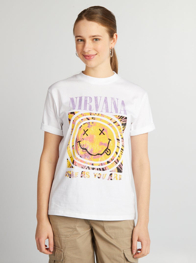 T-shirt oversize 'Nirvana' Branco - Kiabi