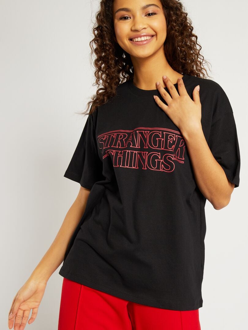 T-shirt oversize 'Stranger Things' Preto - Kiabi