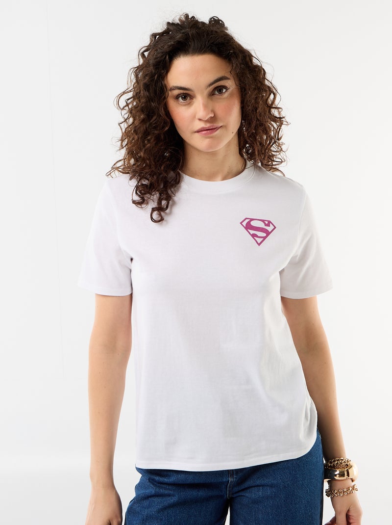 T-shirt oversize 'Supergirl' 'DC Comics' de manga curta Branco - Kiabi