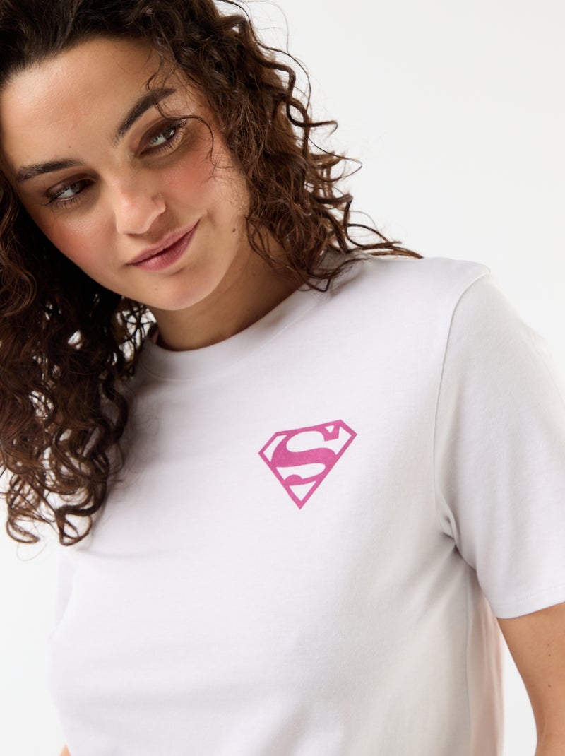 T-shirt oversize 'Supergirl' 'DC Comics' de manga curta Branco - Kiabi
