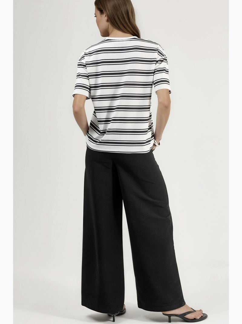 T-shirt oversized às riscas com gola redonda hiccup Branco Preto - Kiabi