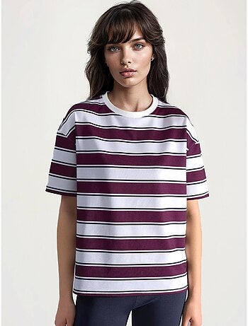 T-shirt oversized às riscas com gola redonda hiccup