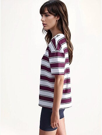 T-shirt oversized às riscas com gola redonda hiccup